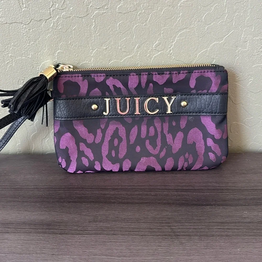 Juicy Couture Black and Purple Zebra‎ Print Wristlet